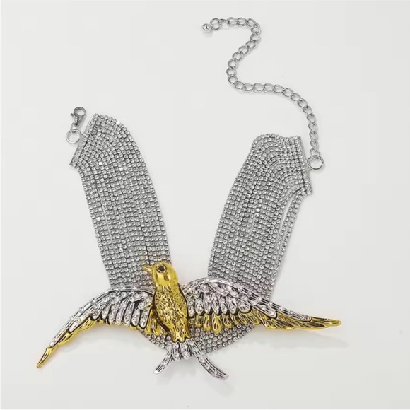 Gold and Silver Bird Pendant Necklace - Picture 9 of 10